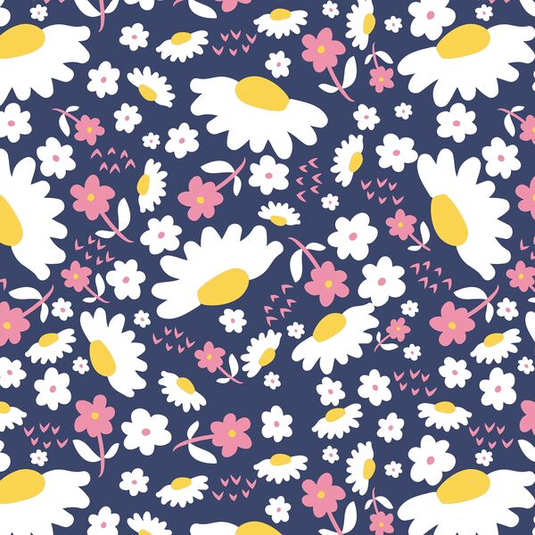 Daisies in Rose and Navy