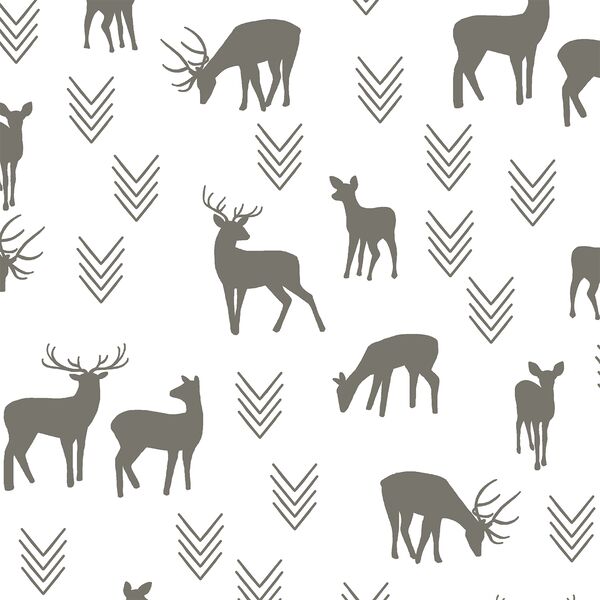 Deer Silhouette in Greige on White