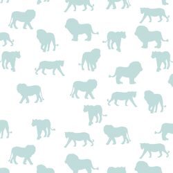 Lion Silhouette in Glacier Blue on White