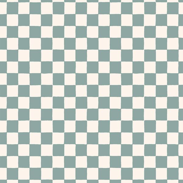 Organic Checkerboard in Dusty Teal