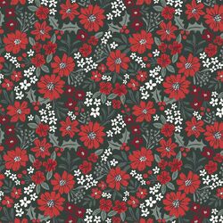 Christmas Floral in Deep Forest Green