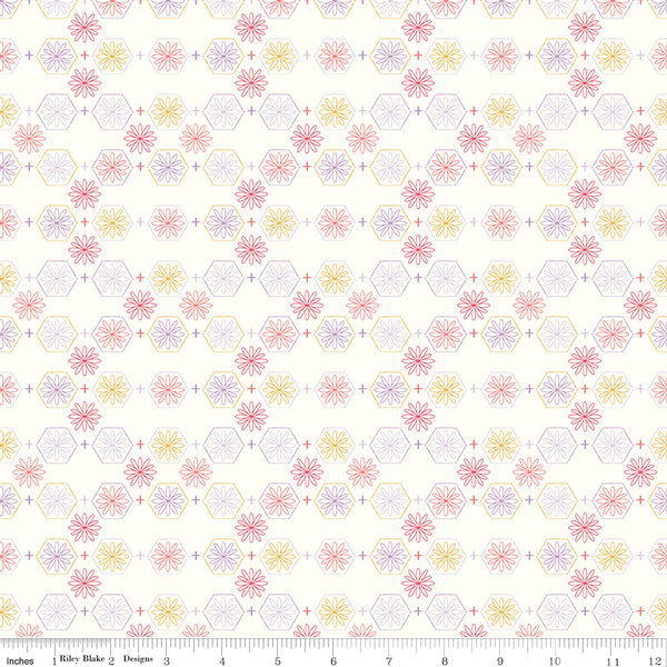Floral Hexies in Cloud