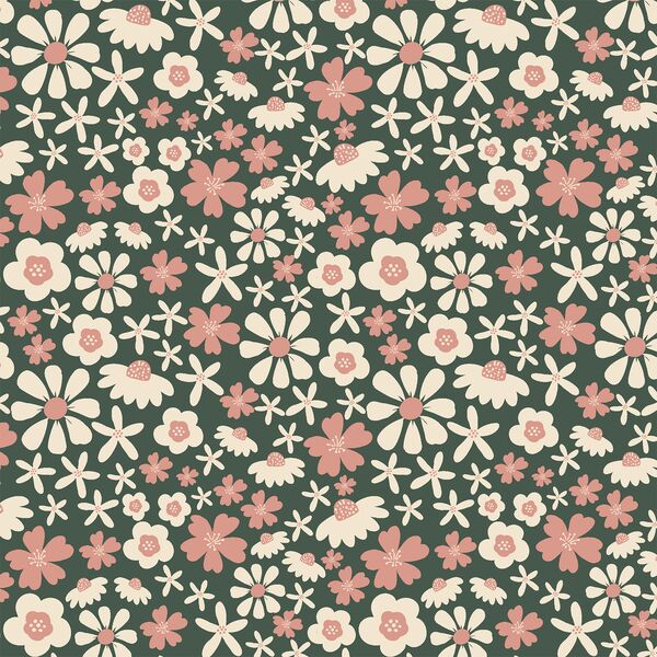 Groovy Autumn Floral in Dark Spruce