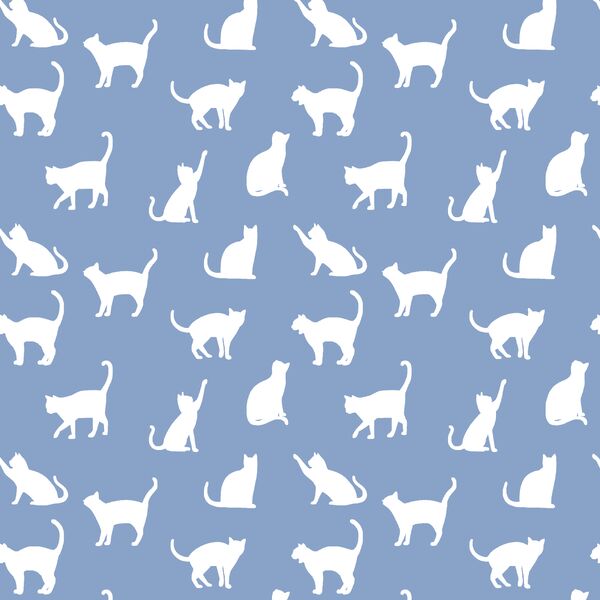 Cat Silhouette in Cornflower