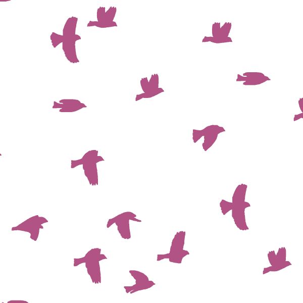 Flock Silhouette in Azalea on White