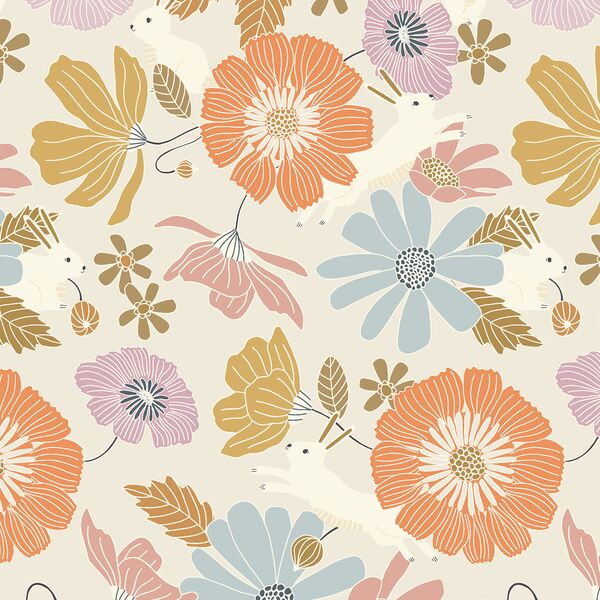 Bunny Bloom Floral in Spring Meadow