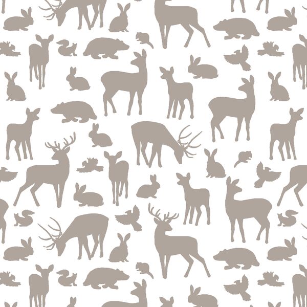 Forest Friends in Taupe on White