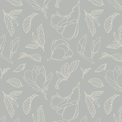 Magnolia Line Art in Cream on Grey