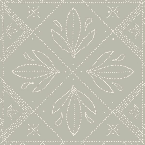 Large Dotted Tile in Cream on Soft Olive