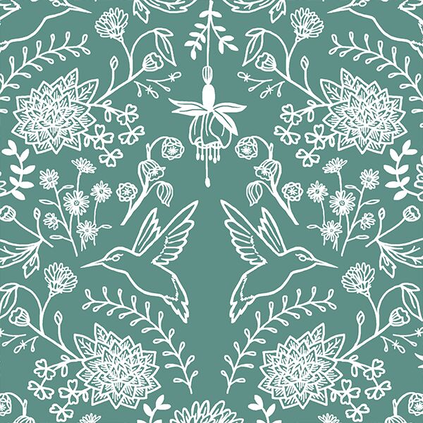 Hummingbird Damask in Agate