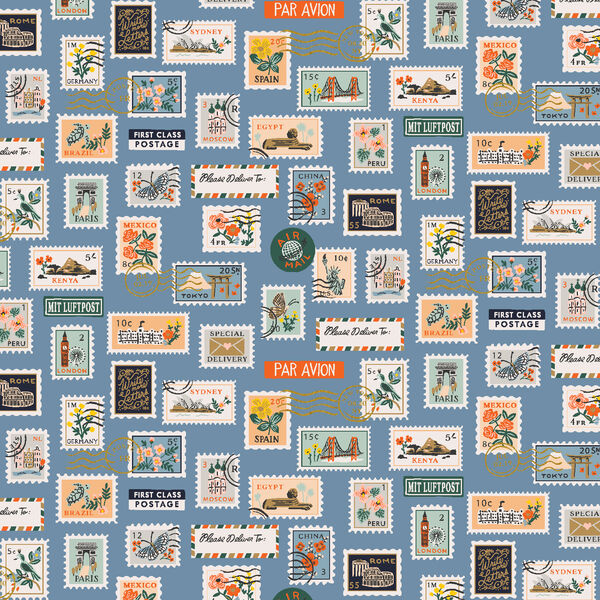 Postage Stamps in Blue