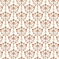 Vine Damask in Cinnamon on Cream
