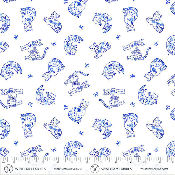 Purrcelain Cats in White Blue