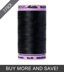 Black (9104-4000) - Silk Finish Cotton 50wt - 547 Yards (3 Pack)