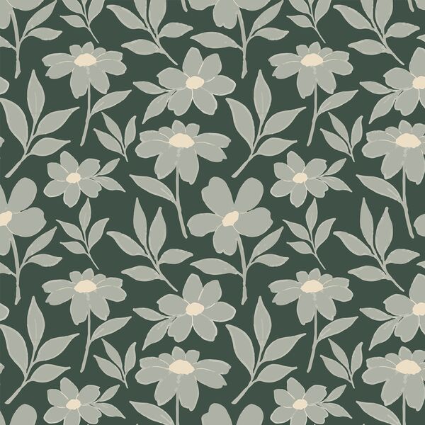 Large Fresh Floral in Bottle Green