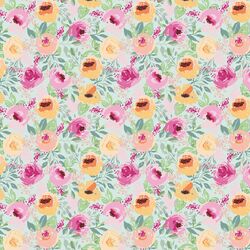 Small Berry Floral in Light Aqua