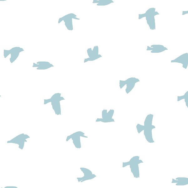 Flock Silhouette in Powder Blue on White