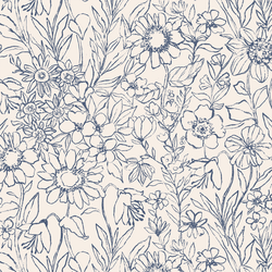 Sketched Garden in Evening Blue