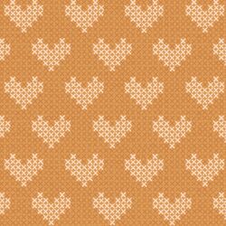 Cross Stitched Hearts in Amber Gold