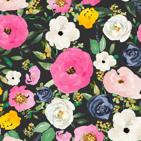 Free Falling Florals in Light Black