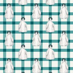 Penguin in Teal Plaid