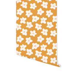 Retro Flowers in Butterscotch