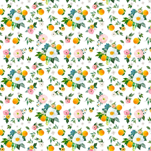 Small Orange Blossoms in White