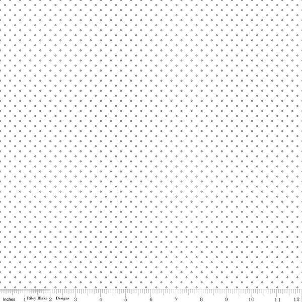 Swiss Dot in Gray on White