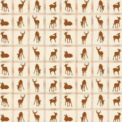 Woodland Deer in Acorn on Cream