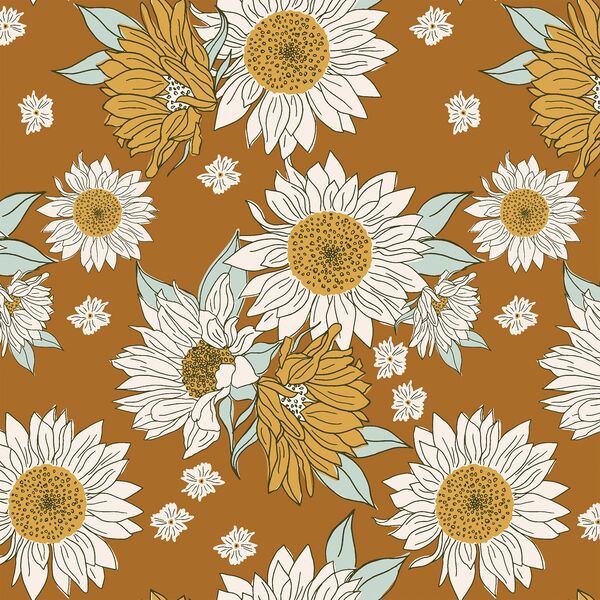 Boho Sunflowers in Caramel Brown