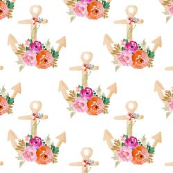 Floral Anchor in Coral and Pink