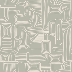 Organic Lines in Cream on Soft Olive