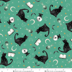Black Cats, Crystal Balls, and Potion Books in Turquoise