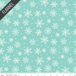 Snowflakes Flannel in Aqua