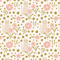 A Cat in the Flowers in Pink Olive