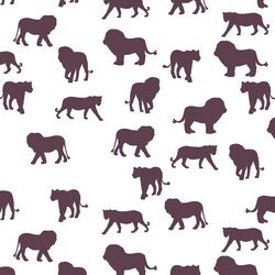 Lion Silhouette in Raisin on White