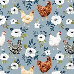Garden Chickens in Slate Blue