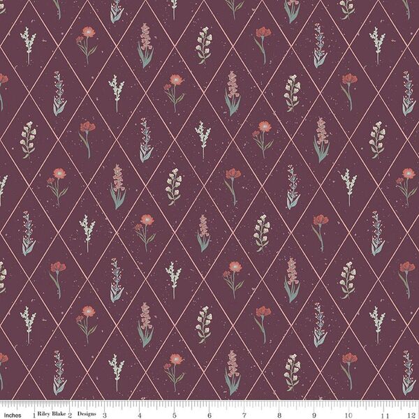 Floral Argyle in Sangria