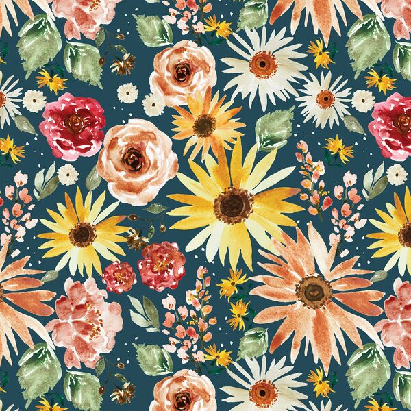 Small Parade Floral in Peacock