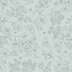 Sketched Garden in Light Eucalyptus