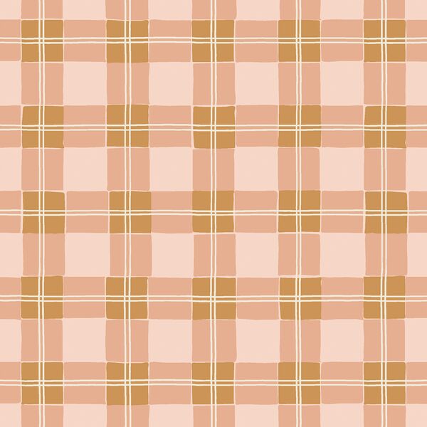 Tartan Plaid in Peachy and Honey Gold