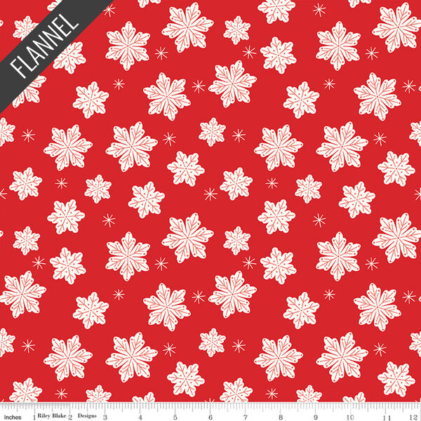 Snowflakes Flannel in Red