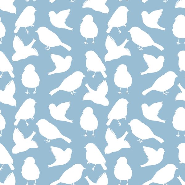 Spring Bird Silhouette in Serene Blue