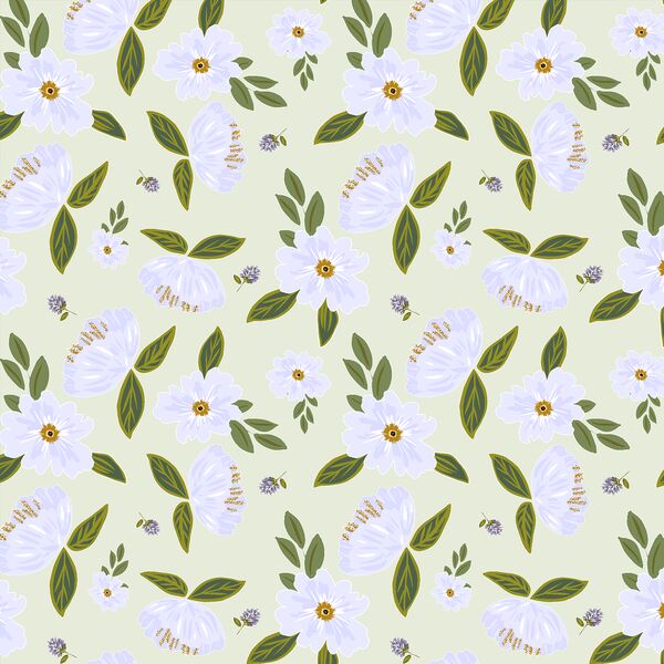 Scattered Blooms in Pastel Green