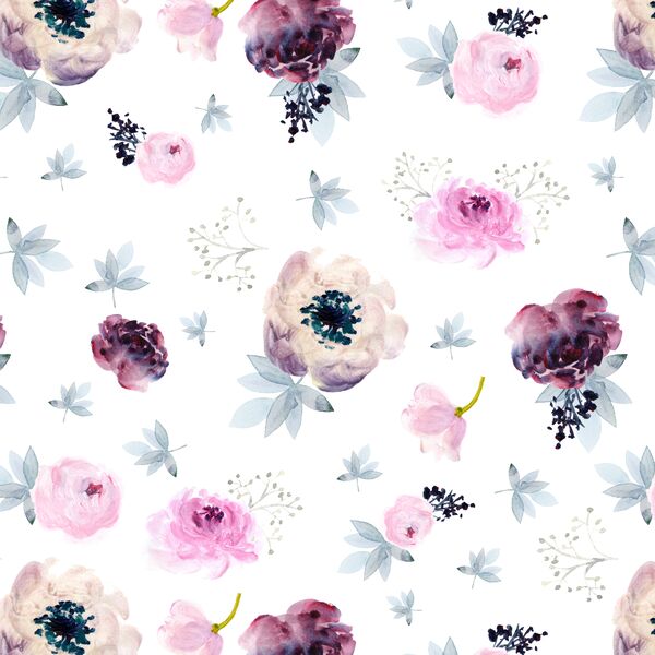 Painted Wildflowers in White