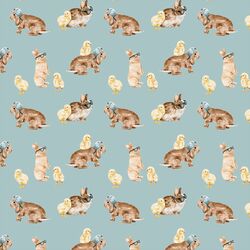 Little Cool Bunnies and Chicks in Light Blue