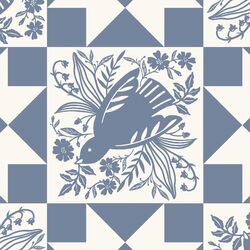 Dove Tile Faux Patchwork in Troposphere Blue