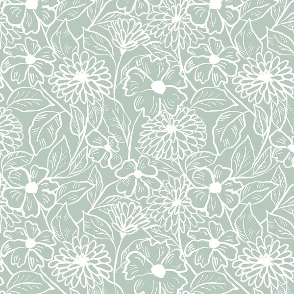 Garden Sketch in Moss Green