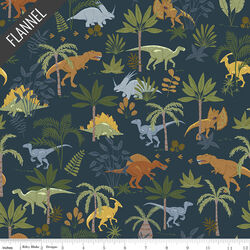Cretaceous Jungle Dinos Flannel in Navy