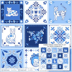 Tails and Tiles Panel in White Blue